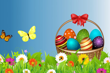 easter eggs in a basket