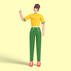 3d female character having great idea, finding inspiration or solution to problem.