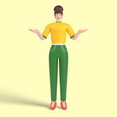 3d female character know nothing, cant understand, he don't know what to choose