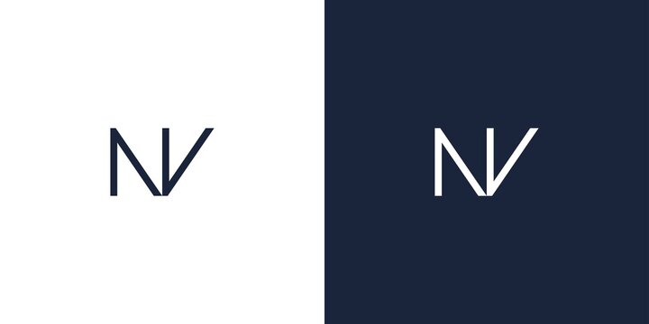 Modern and simple  letter NV initials logo design