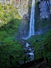 Sipiso-piso waterfall or also known as knife waterfall in the Batak language, with a height of 800 meters is located in Indonesia.