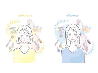 パーソナルカラー診断の女性セットイラスト素材