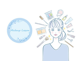 メイクレッスンする女性のイメージ素材