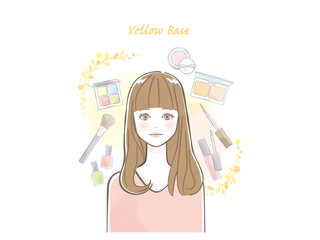 メイクレッスンする女性のイメージ素材