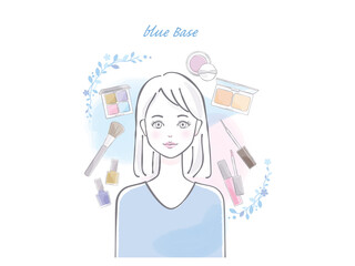 メイクレッスンする女性のイメージ素材