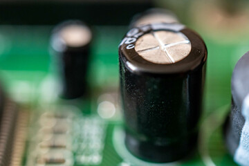 close up of computer circuit board