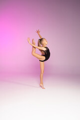 rhythmic gymnastics, girl gymnast and ball, pink color

