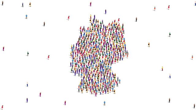 Germany Map A large group of people form to create a Germany map. 4K Video Animation.