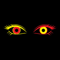 red and yellow eyes, vector design for logo or clothing