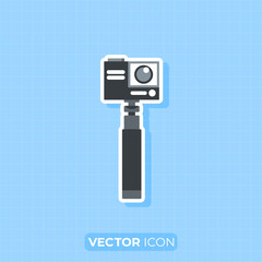 Action camera on the stabilizer icon, Flat design element.