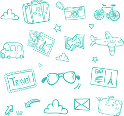 sketches-travel-with-background | doodle icons set