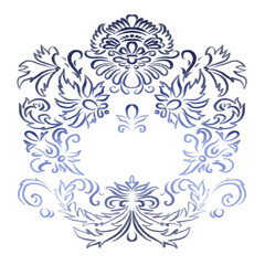 Openwork frame for a wedding monogram. Freehand drawing. Frame for wedding invitation, holiday card, and other decor.