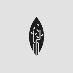 Abstract leaf or tree logo icon vector design. Elegant linear premium symbol 