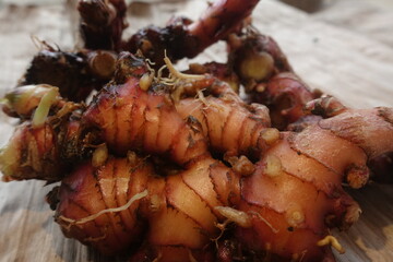 Fresh red ginger, herbal plant has many benefits.