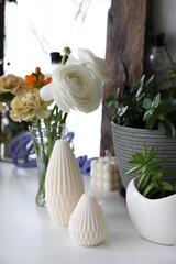 Beautiful curly candles in the interior