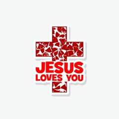 Jesus loves you and cross sticker icon