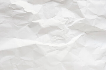 White crumpled paper texture background.