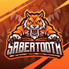 Sabertooth esport mascot logo design © Visink.art