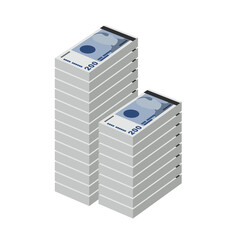 Norwegian Krone Vector Illustration. Norway money set bundle banknotes. Paper money 200 kr. Flat style. Isolated on white background. Simple minimal design.