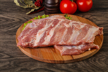 Raw pork ribs for cooking