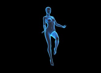 technological transparent female hologram anatomy body in a beautiful aesthetic pose - 3d illustration of woman in x ray view