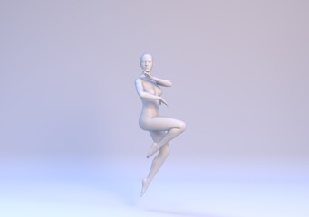 Fototapeta na wymiar white glossy plastic naked woman in elegant aesthetic pose - 3d illustration of beautiful sexy aesthetic female
