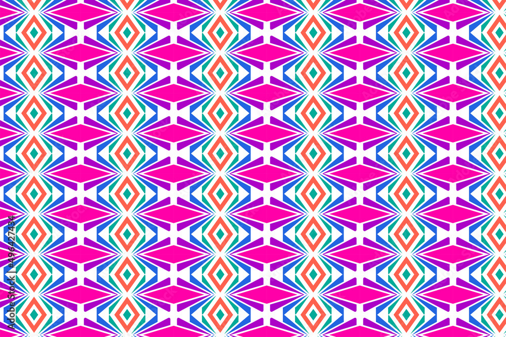 Poster seamless colorful geometric casual allover textile print block. common geometric motif pattern class