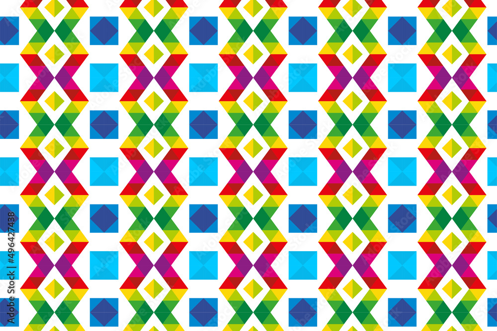 Poster vector colorful mosaic pattern background. triangle and square shape color in the forming a glow. ti