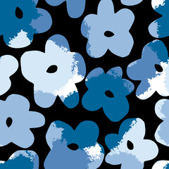 seamless mixed blue flower pattern background