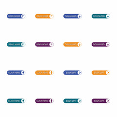 Fototapeta premium Set of different colorful buttons. Collection of modern buttons for website and user interface. Web icons.