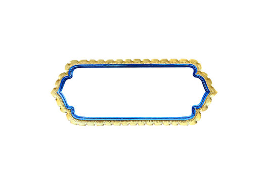 Blue gold sign frame isolated on white background , clipping path
