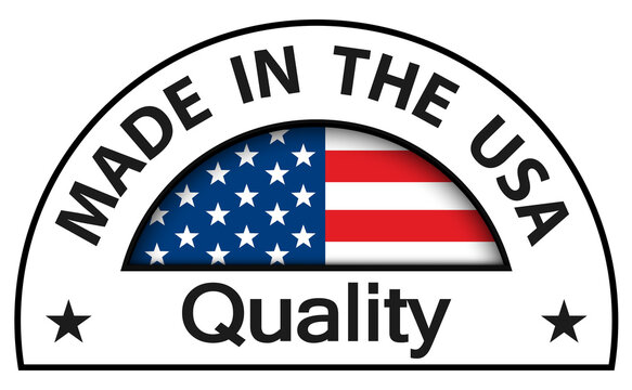 Made in USA Quality icon, circle button, vector quality certificate illustration.