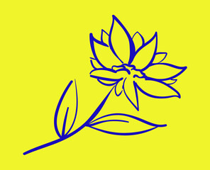 v Image of a calligraphic sunflower on a yellow background