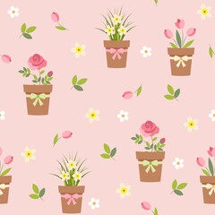 Spring easter pattern with flowers.