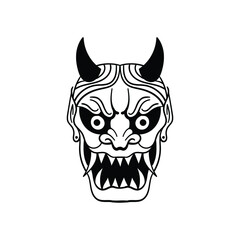hand drawn devil mask doodle illustration for tattoo stickers poster etc