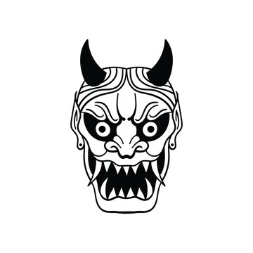 hand drawn devil mask doodle illustration for tattoo stickers poster etc