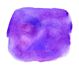 Purple watercolor shape isolated on white background