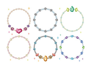 宝石の丸い飾り枠セット