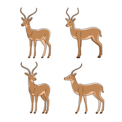 Antelope icon set. Different type of animal. Vector illustration for emblem, badge, insignia.
