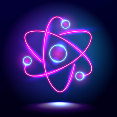 Neon Atom Illustration Symbol Full Color Design