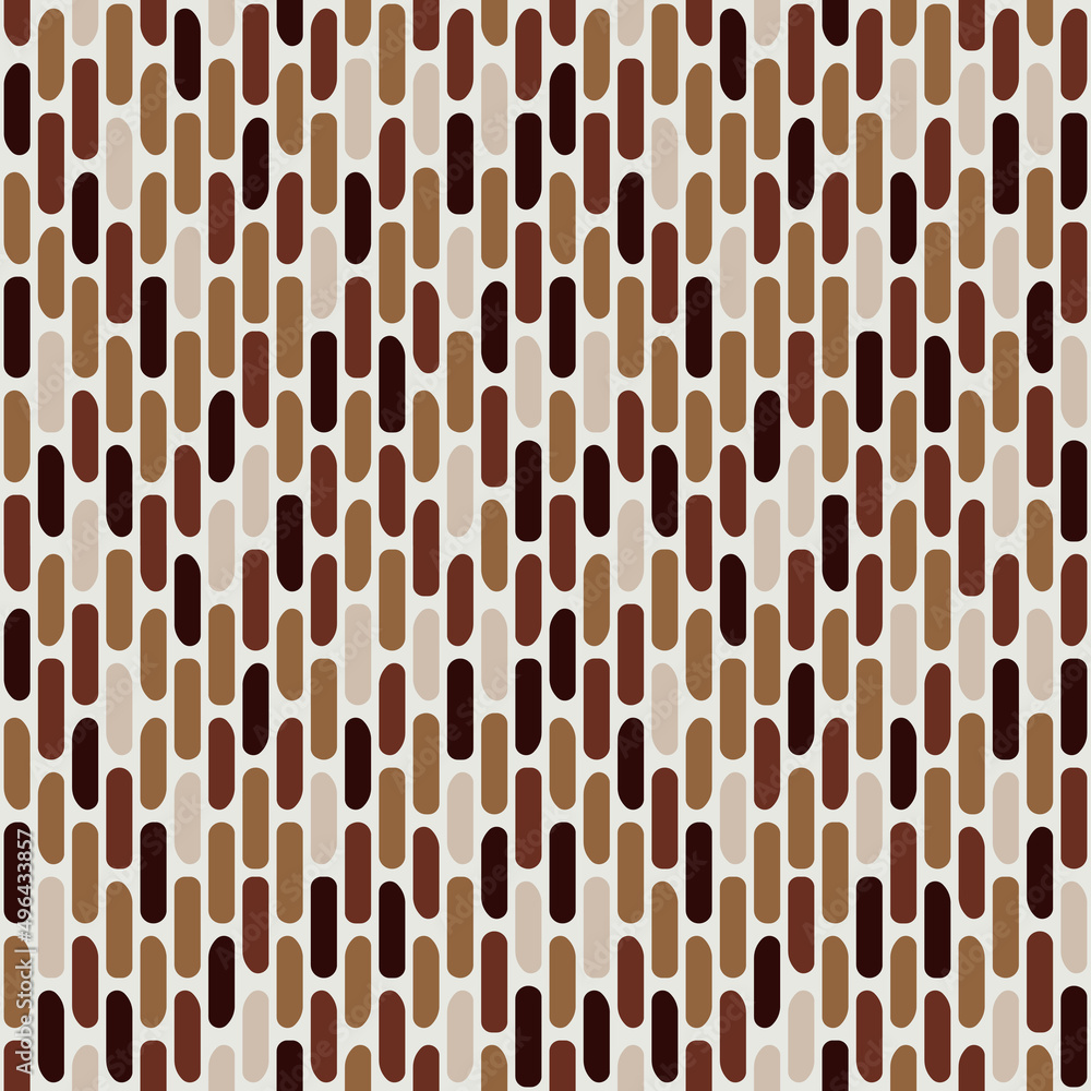 Poster coffee vertical shapes on a seamless pattern. vector of brown coffee geometric shapes on canvas seam