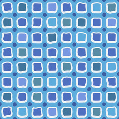 Grid of blue squares and dots. Vector with abstract squares like windows. Vector grid of simple squares.