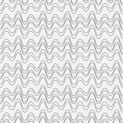 Black lines in waves on a white background. Vector seamless pattern of identical lines.