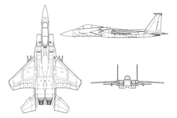 Vistas de avión de combate moderno f-15