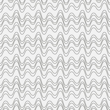 Black lines in waves on a white background. Vector seamless pattern of identical lines.