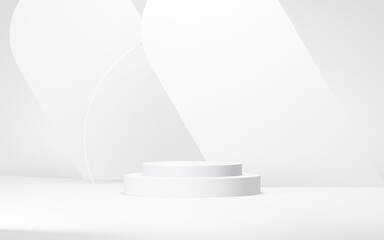 Podium abstract background. Geometric shape.white colors scene. Minimal 3d rendering. Scene with geometrical background. 3d render