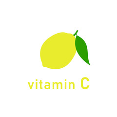 Vitamin C flat concept. Lemon ingredient for health. Organic fruit flat icon. Vector 