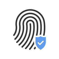 Fingerprint approval black and blue vector icon