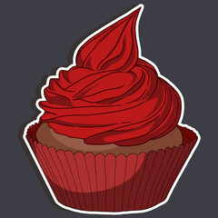 Cupcake Drawing - RED