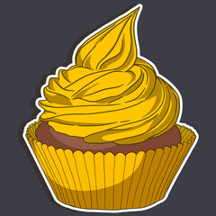 Cupcake Drawing - YELLOW 